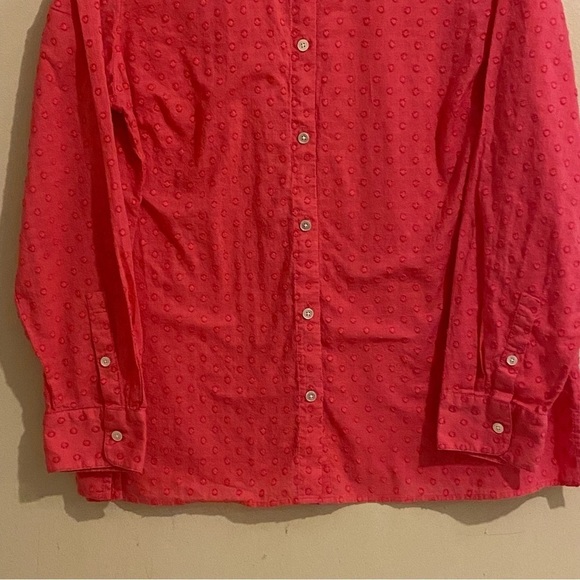 TALBOTS Women’s Size 1X Button Up Blouse Top Swiss Dot Pink Shirt Long Sleeve - Picture 4 of 8